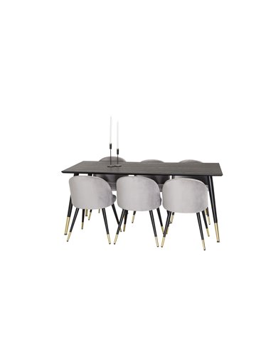 Matgrupp Dipp med Velvet matstolar, 180 × 90 cm