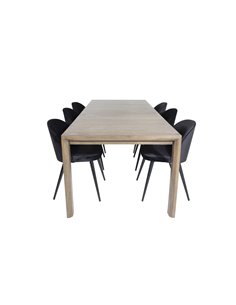 Matgrupp Slider med Velvet matstolar, 170 × 95 cm