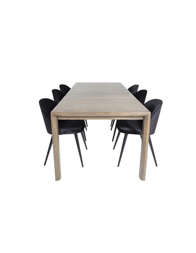 Matgrupp Slider med Velvet matstolar, 170 × 95 cm