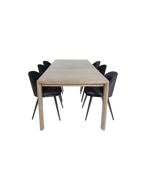 Matgrupp Slider med Velvet matstolar, 170 × 95 cm