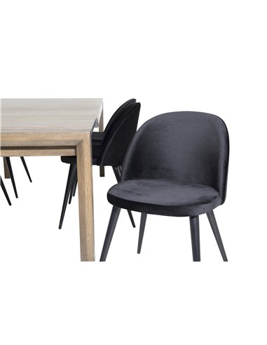Matgrupp Slider med Velvet matstolar, 170 × 95 cm
