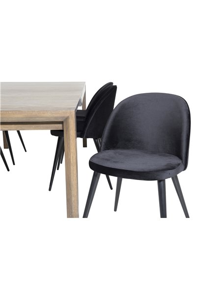 Matgrupp Slider med Velvet matstolar, 170 × 95 cm