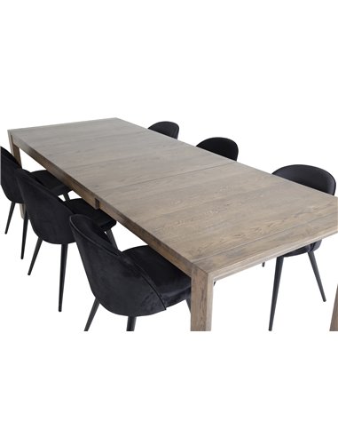 Matgrupp Slider med Velvet matstolar, 170 × 95 cm