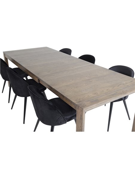 Matgrupp Slider med Velvet matstolar, 170 × 95 cm