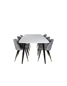 Matgrupp Polar med Velvet matstolar, 240 × 100 cm