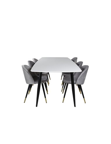 Matgrupp Polar med Velvet matstolar, 240 × 100 cm