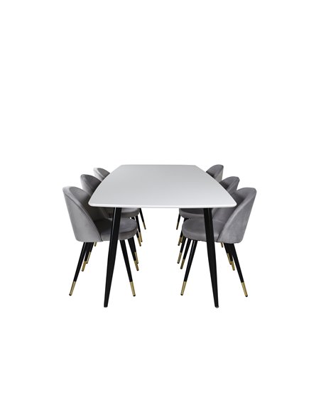 Matgrupp Polar med Velvet matstolar, 240 × 100 cm