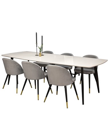 Matgrupp Polar med Velvet matstolar, 240 × 100 cm