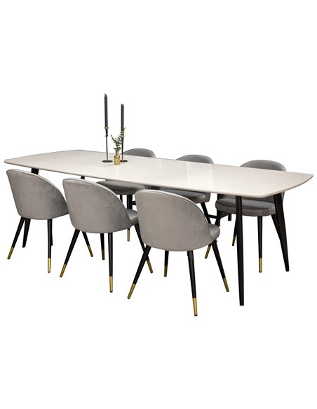 Matgrupp Polar med Velvet matstolar, 240 × 100 cm