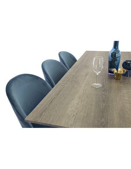 Matgrupp Marina med Velvet matstolar, 180 × 90 cm