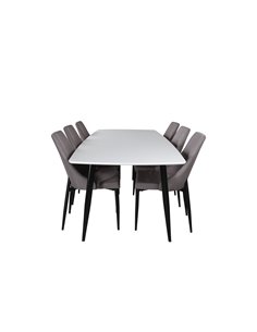 Matgrupp Polar med Leone matstolar, 240 × 100 cm