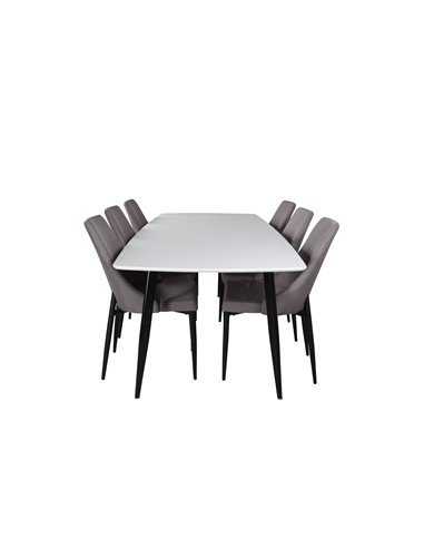 Matgrupp Polar med Leone matstolar, 240 × 100 cm