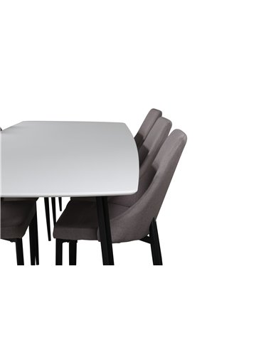 Matgrupp Polar med Leone matstolar, 240 × 100 cm