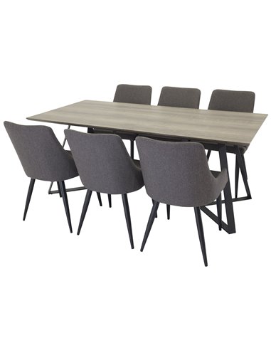 Matgrupp Marina med Plaza matstolar, 180 × 90 cm