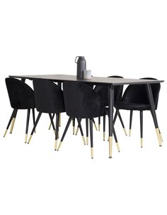 Matgrupp Dipp med Velvet matstolar, 180 × 90 cm