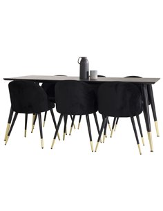 Matgrupp Dipp med Velvet matstolar, 180 × 90 cm 2