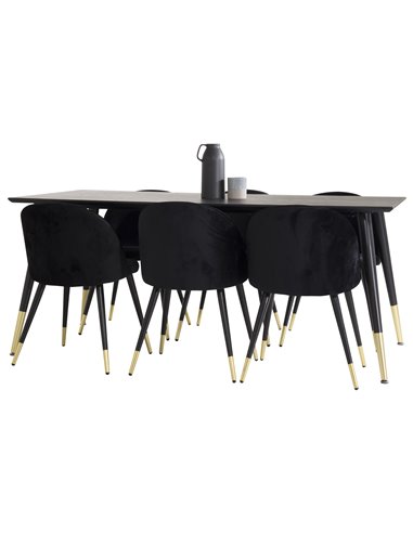 Matgrupp Dipp med Velvet matstolar, 180 × 90 cm