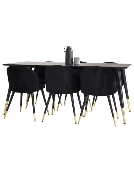 Matgrupp Dipp med Velvet matstolar, 180 × 90 cm