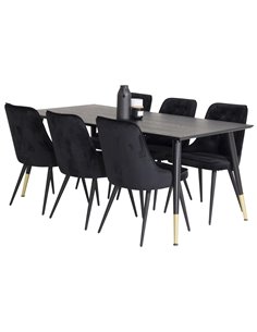 Matgrupp Dipp med Velvet Deluxe matstolar, 180 × 90 cm