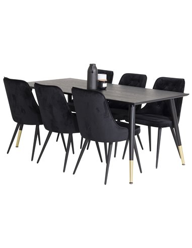 Matgrupp Dipp med Velvet Deluxe matstolar, 180 × 90 cm