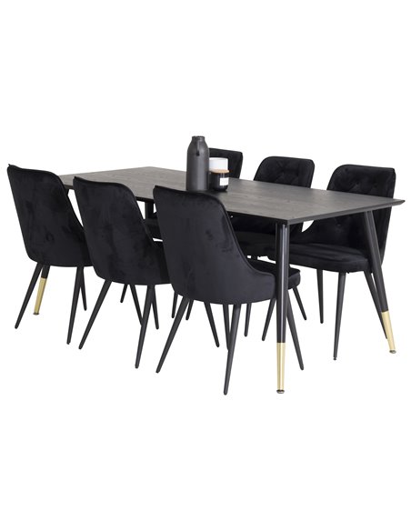 Matgrupp Dipp med Velvet Deluxe matstolar, 180 × 90 cm