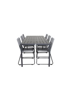 Matgrupp Break med Lindos matstolar, 205 × 90 cm