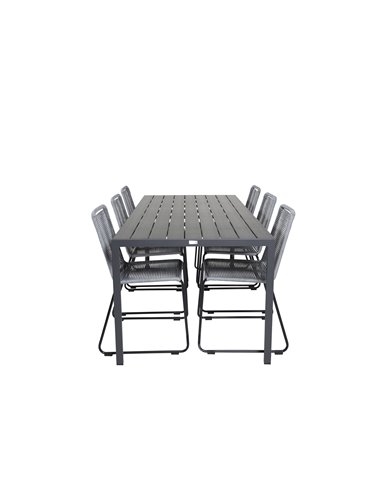 Matgrupp Break med Lindos matstolar, 205 × 90 cm