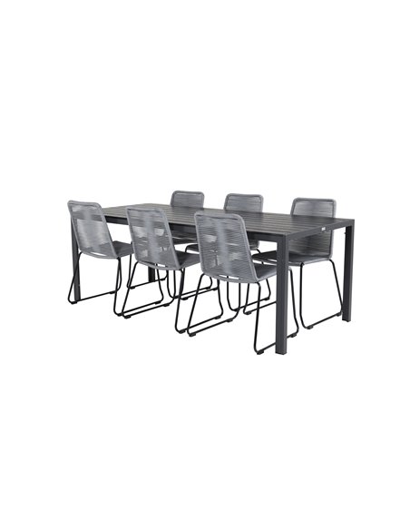 Matgrupp Break med Lindos matstolar, 205 × 90 cm