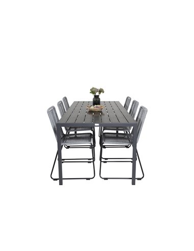 Matgrupp Break med Lindos matstolar, 205 × 90 cm