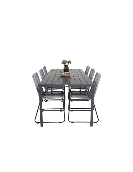 Matgrupp Break med Lindos matstolar, 205 × 90 cm