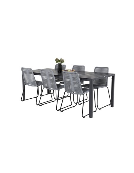 Matgrupp Break med Lindos matstolar, 205 × 90 cm