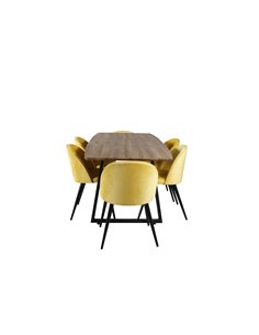 Matgrupp Inca med Velvet matstolar, 160 × 85 cm
