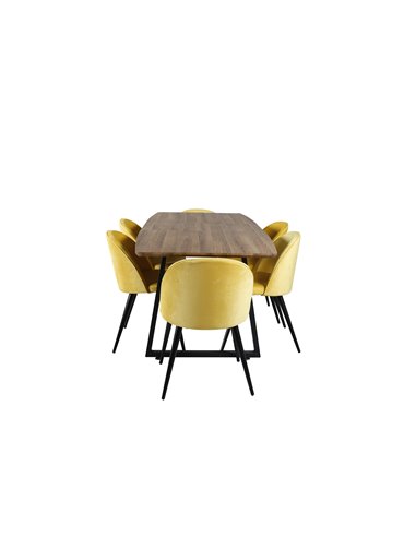 Matgrupp Inca med Velvet matstolar, 160 × 85 cm