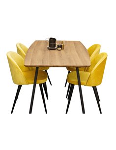 Matgrupp Inca med Velvet matstolar, 160 × 85 cm 2