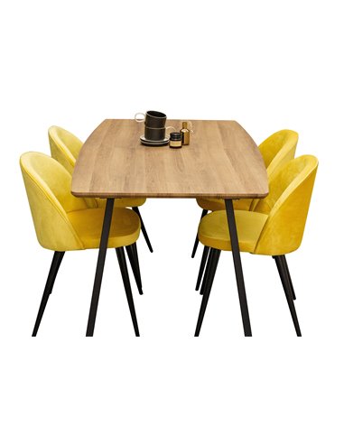 Matgrupp Inca med Velvet matstolar, 160 × 85 cm
