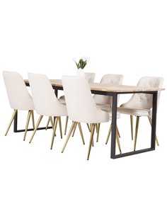Matgrupp Cirebon med Velvet Deluxe matstolar, 200 × 90 cm 2