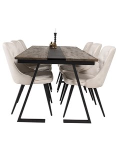 Matgrupp Jakarta med Velvet Deluxe matstolar, 200 × 90 cm 2