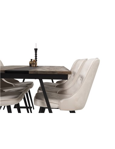 Matgrupp Jakarta med Velvet Deluxe matstolar, 200 × 90 cm