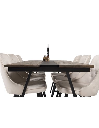 Matgrupp Jakarta med Velvet Deluxe matstolar, 200 × 90 cm