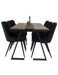 Matgrupp Jakarta med Velvet Deluxe matstolar, 200 × 90 cm