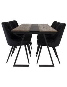 Matgrupp Jakarta med Velvet Deluxe matstolar, 200 × 90 cm 2