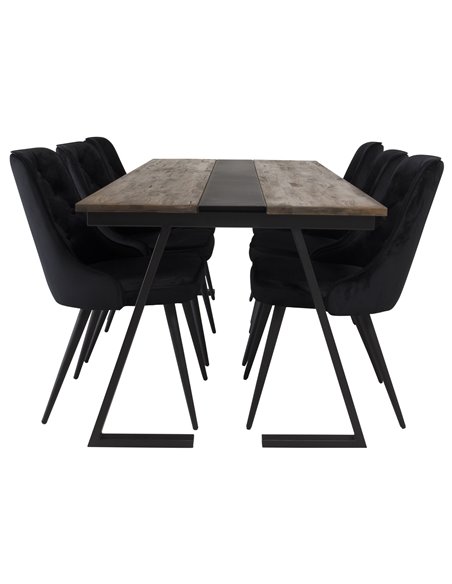 Matgrupp Jakarta med Velvet Deluxe matstolar, 200 × 90 cm