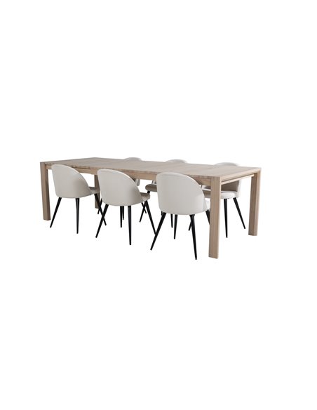 Matgrupp Slider med Velvet matstolar, 170 × 95 cm