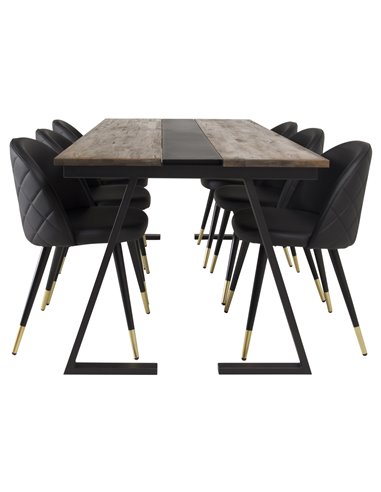 Matgrupp Jakarta med Velvet matstolar, 200 × 90 cm