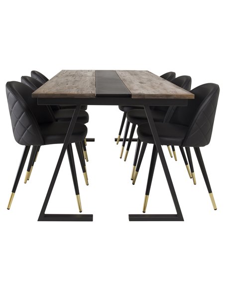 Matgrupp Jakarta med Velvet matstolar, 200 × 90 cm