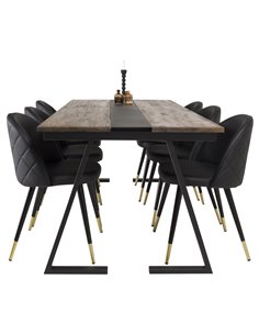 Matgrupp Jakarta med Velvet matstolar, 200 × 90 cm 2