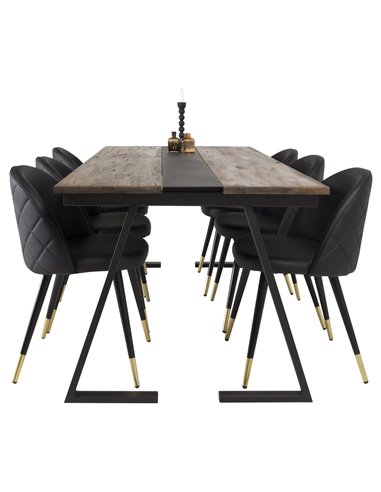 Matgrupp Jakarta med Velvet matstolar, 200 × 90 cm