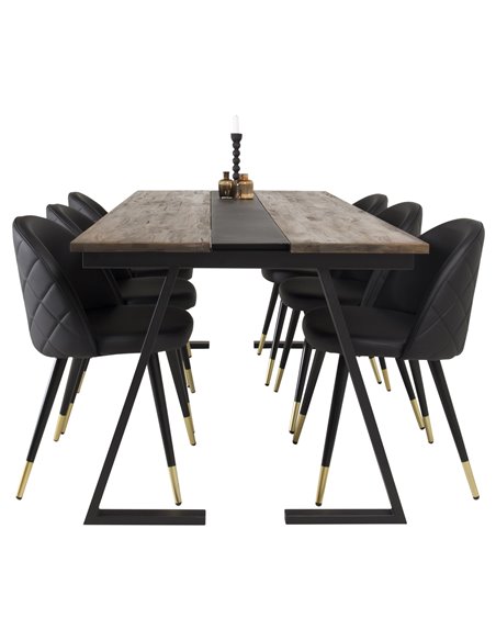 Matgrupp Jakarta med Velvet matstolar, 200 × 90 cm