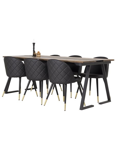 Matgrupp Jakarta med Velvet matstolar, 200 × 90 cm