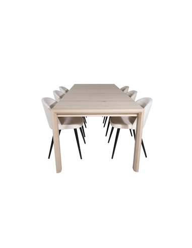 Matgrupp Slider med Velvet matstolar, 170 × 95 cm